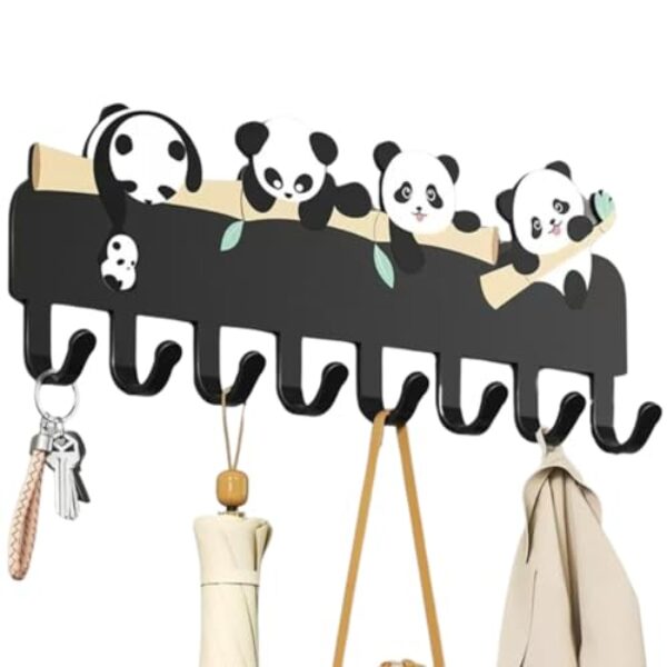 Suporte de gancho magnético, suporte de chave magnético para parede, suporte de parede para geladeira, armário de metal, churrasqueiras, lava-louças (panda, 8 ganchos)