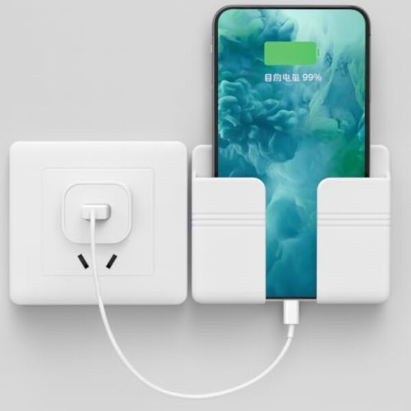 Suporte de Parede Multiuso para Celular e Controle Remoto Com Instalações Sem Furos Universal Branco