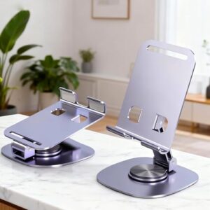 Suporte de telefone para mesa, suporte de telefone de mesa giratório de 360°, resistente e ajustável, suporte dobrável para celular, acessórios de mesa de escritório, compatível com smartphones de 4,7