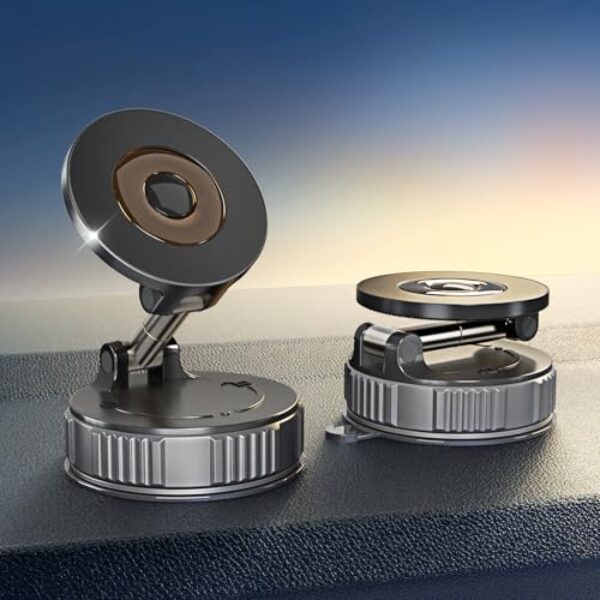 Suporte magnético de telefone para carro Magsafe Suporte de carro dobrável 360° com ímã forte e ventosa a vácuo para iPhone 15/14/13 Pro Max Air Vent Dashboard Suporte de telefone celular