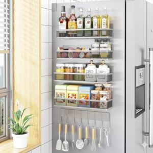 Suporte Magnético Organizador Multiuso 5 Peças em Aço Carbono c/ 10 Ganchos (Cinza)