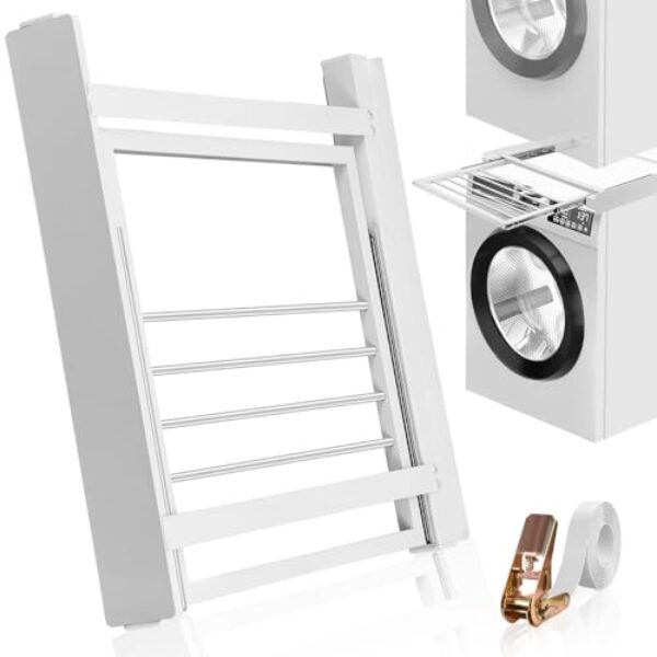 Suporte Maquina de Lavar 60,5 * 55 cm, Kit de Empilhamento de Lavadora e Secadora, Kit de Empilhamento para Lavadora e Secadora, Suporte Entre Máquina de Lavar e Secar, Economia de Espaço