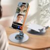 Suporte para celular, suporte dobrável de 360° com altura e ângulo ajustável para mesa, acessórios de base de escritório totalmente de alumínio para iPhone, Samsung, smartphone, iPad, Air, tablet de 4
