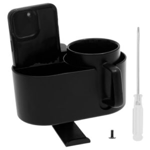 Suporte para copo de mesa 4 em 1 com gancho para fone de ouvido, grampo destacável sob a mesa, cabide de fone de ouvido, acessórios de mesa para copo, telefone e caneta