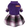 Suéteres de lã xadrez para cães pequenos, meninas, mulheres, roupas quentes de inverno para meninas PPP (roxo, P para 2,5 a 4 kg)