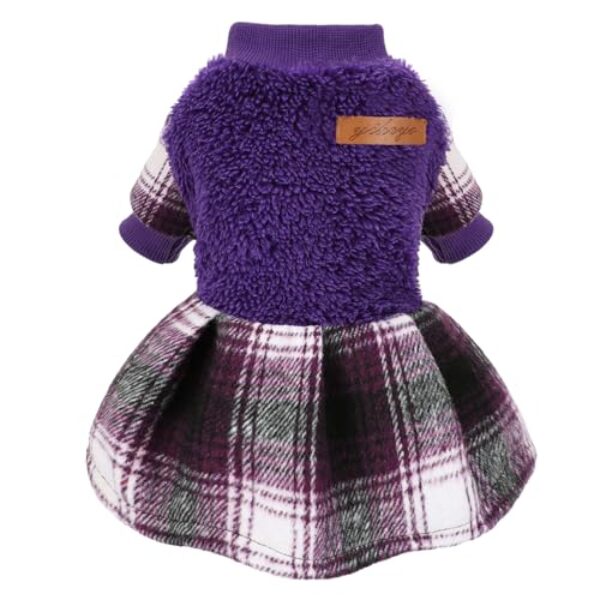 Suéteres de lã xadrez para cães pequenos, meninas, mulheres, roupas quentes de inverno para meninas PPP (roxo, P para 2,5 a 4 kg)