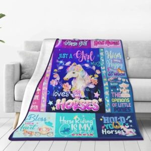SweetFox Just A Girl Who Loves Horses Blanket, cobertor de decoração de cavalo, presentes para meninas, meninos, amantes, super quente, macio, flanela, inverno, cobertores para crianças, adultos