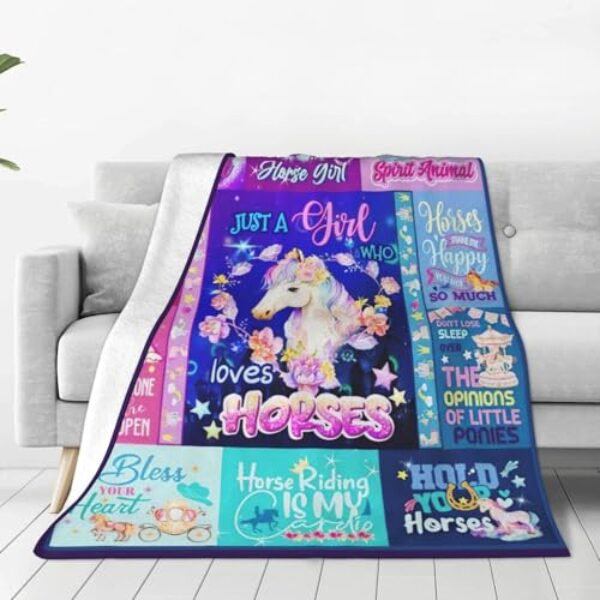 SweetFox Just A Girl Who Loves Horses Blanket, cobertor de decoração de cavalo, presentes para meninas, meninos, amantes, super quente, macio, flanela, inverno, cobertores para crianças, adultos