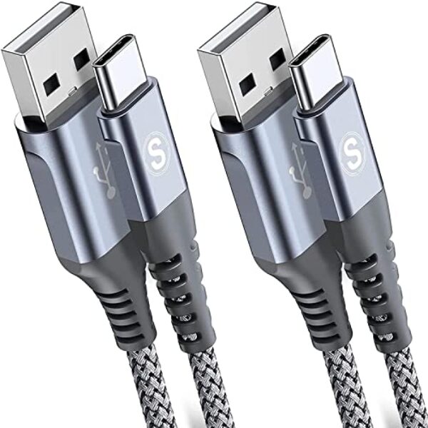 sweguard Cabo Usb Tipo C 3.1A de Carregamento Rápido 2 Pacotes, 6,6 Pés + 3,3 Pés], Carregador Usb-A para Usb-C Cabo Trançado de Nylon para Samsung Galaxy S21 S20 S10 S9 S8 Plus, Nota 20 10 9 8 7, A71