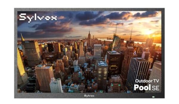 SYLVOX TV externa de 32 polegadas, TV externa totalmente solar, brilho de 1500 nits, IP55 impermeável, 1080p FHD, sistema operacional Google Smart TV, controle remoto de voz, WiFi 5G, para pátio, deck