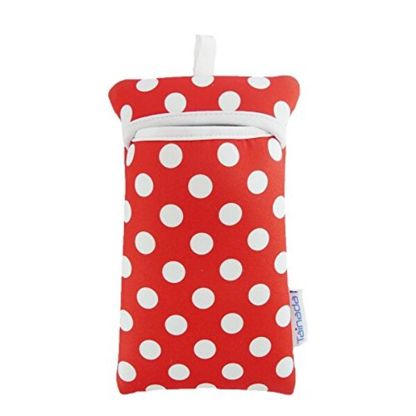 Tainada Bolsa de transporte de neoprene à prova de choque para smartphone com cordão de pescoço e mosquetão para iPhone 16/15 Pro Max, 16 e; Samsung Galaxy S25, S24+; Google Pixel 9/8a (bolinhas