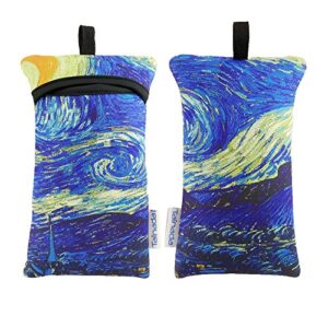 Tainada Bolsa de transporte de neoprene à prova de choque para smartphone com cordão de pescoço e mosquetão para iPhone 16/15/14 Pro Max; Samsung S24, A54, A13; Google Pixel 9/8, 7a (Noite Estrelada)