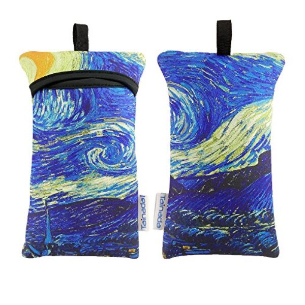 Tainada Bolsa de transporte de neoprene à prova de choque para smartphone com cordão de pescoço e mosquetão para iPhone 16/15/14 Pro Max; Samsung S24, A54, A13; Google Pixel 9/8, 7a (Noite Estrelada)