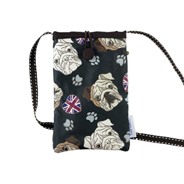 Tainada Bolsa feminina universal para celular, bolsa de transporte com dois compartimentos com zíper para iPhone 16/15, 16/15 Pro Max, 16/15 Plus; Samsung S24+, S23 FE, S22, A54 (preto buldogue)
