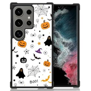 TAMEFOX Capa protetora compatível com Samsung Galaxy S24 Ultra, Hallowed Pumpkin Ghost-M02, durável, macia, TPU forte, à prova de choque, antiderrapante, design para Samsung Galaxy S24 Ultra