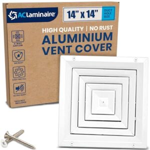 Tampa de saída de ar de 35 x 35 cm (abertura do duto) - Difusor de teto HVAC com núcleo de alumínio extrudado de 4 vias - Tampa de ventilação de registro de CA e teto para churrasqueiras HVAC