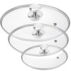 Tampa de vidro para panelas e frigideiras, conjunto de substituição de 3 peças de tampa de panelas (20 cm + 25 cm + 30 cm)