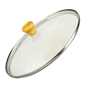 Tampa De Vidro Temperado Avulsa 10-30cm Pomel Madeira Facil Limpeza Transparente Cozinha Familiar Tampa De Vidro Para Panelas(34 cm)