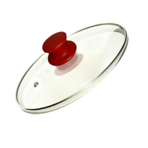 Tampa De Vidro Temperado Avulsa 10-30cm Pomel Vermelho Transparente Uso Diario Para Panela Cozinha Tampa De Vidro Para Panelas(36 cm)