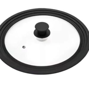 Tampa Vidro e Silicone Avulsa Para Panela Frigideira Tampa Universal 3 Tamanhos(18X20X22CM PRETA P)
