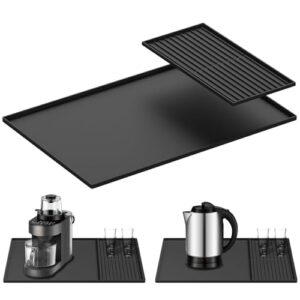 Tapete de café de silicone 61 x 40 cm tapete de bar à prova de vazamento com secagem destacável côncavo lavável na lava-louças para cozinha, café, bar, escritório, bancada, preto, casa