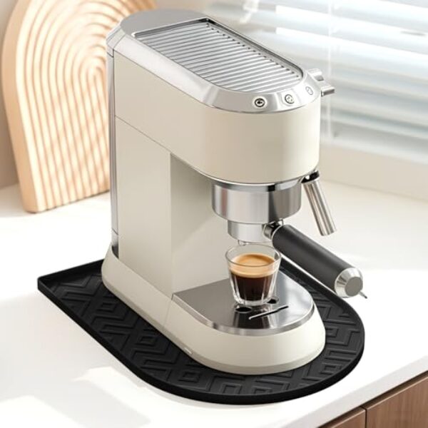 Tapete de café de silicone, tapete de barra para bancada, resistente ao calor, antiderrapante, à prova de vazamento, adequado para cafeteira/máquina de café expresso - preto
