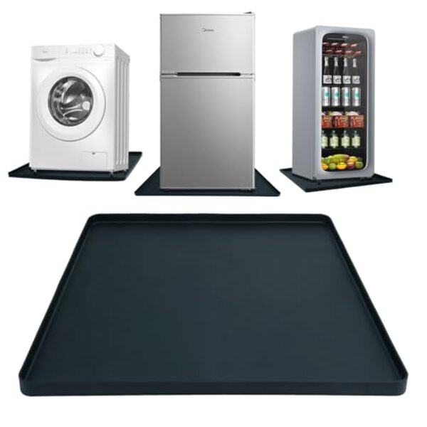 Tapete de silicone para mini geladeira com bordas elevadas, bandeja de gotejamento de geladeira à prova de vazamento, mini tapete de geladeira espesso para carpete, protetor de piso para mini