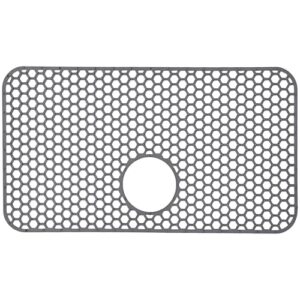 Tapete protetor para pias de cozinha, design antiderrapante e resistente ao calor com orifício de drenagem, tamanho 66,5 x 35,5 cm/26,18 x 35,5 cm, seguro para máquinas de lavar louça, ótimo para pias