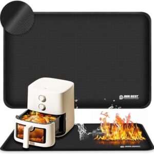 Tapete resistente ao calor para fritadeira a ar, tapete de silicone à prova de fogo para bancada de cozinha, antiderrapante e impermeável, protetor de bancada (preto, 51 cm C x 30 cm L)