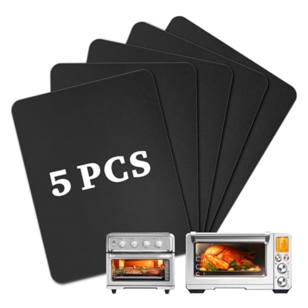 Tapetes de teflon reutilizáveis para fritadeira Air Fryer Pro da Breville Smart Oven Air Fryer Pro BOV900BSS, forro de airfryer de 23 x 33 cm para acessórios Cuisinart Airfryer e forno, 5 peças