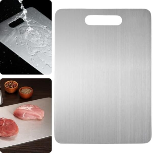 Tábua de Corte Profissional em Aço Inox Resistente 34x23cm para Cozinha e Churrasco, Ideal para Carnes, Legumes e Frutas