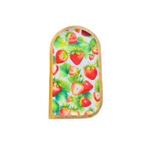 Tábua de servir de madeira de manga SS Craft India | Tamanho médio | Tábua decorativa de impressão de frutas | Tábua de servir durável para café da manhã, chá, tábua de servir | Serve perfeito na
