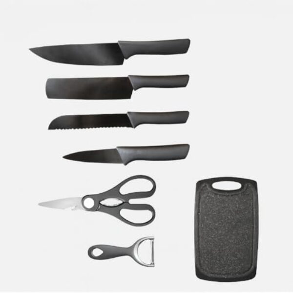 Tábuas de Cortar, Tabua Multiuso de Corte Polipropileno Preto, Resistente, 30x20x0.5cm(M + Faca)