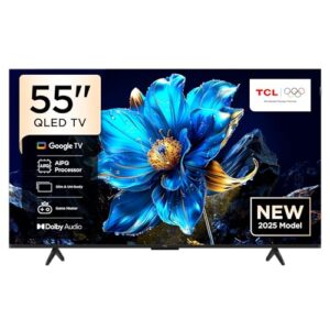 TCL 55P7K-UK 55 polegadas QLED 4K Ultra HD HDR Google TV (Google Assistant, BBC iPlayer, Dolby Atmos, Dolby Vision, HDR10+, 120Hz Game Accelerator, Motion Clarity, 2025 Novo Modelo)