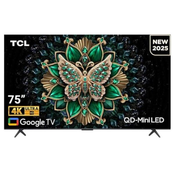 TCL 75 polegadas QLED-MiniLED TV Smart Google TV, resolução 4K, Dolby Vision Atmos, 144Hz, sistema ONKYO 2.1 Hi-Fi, Dolby Vision HDR, design ultrafino – 75C6K (modelo 2025)