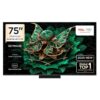 TCL Smart TV de 75 polegadas 4K QLED, Google TV, HDR 3000 nits CrystlGlow HVA Panel, 144Hz, tecnologia de pontos quânticos, processador AiPQ Pro, áudio aprimorado IMAX, design ultrafino, 75C7K (modelo