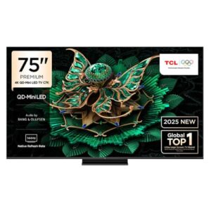 TCL Smart TV de 75 polegadas 4K QLED, Google TV, HDR 3000 nits CrystlGlow HVA Panel, 144Hz, tecnologia de pontos quânticos, processador AiPQ Pro, áudio aprimorado IMAX, design ultrafino, 75C7K (modelo