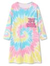 Tebbis Camisola para meninas – Roupa de dormir macia de mangas compridas tie dye espiral pijama adolescente/tamanho pequeno 6-16, Swirl - Just Chill (camisola de manga comprida), 14