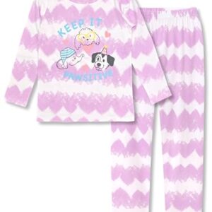 Tebbis Pijama para meninas, 2 peças, roxo, manga comprida e calça, conjunto de pijamas da moda tie dye elefante filhote tamanho 4-18, Filhote de elefante (conjunto de manga comprida e calça), 4