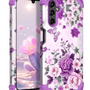 TEECOVER Capa para Samsung Galaxy A14, resistente à prova de choque, proteção total de plástico rígido + capa protetora de borracha de silicone macio para Galaxy A14 de 6,6 polegadas, violeta