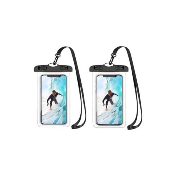 TeeKtt Conjunto de 2 peças - Capa de telefone transparente à prova d'água e seca abaixo de 18,3 cm com alça para pendurar e tela sensível ao toque para selar o telefone ao nadar, mergulhar, na praia