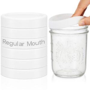 Teenyyou 6 tampas de silicone para potes de conserva espessos à prova de vazamento para frascos de conserva de 70 mm, tampas reutilizáveis grandes para latas (brancas)