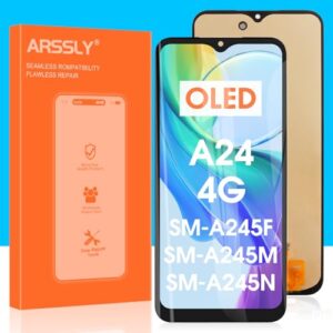 Tela de substituição OLED para Samsung Galaxy A24 4G para Samsung A24 4G Display LCD A24 Touchscreen Digitalizador Assembléia SM-A245F SM-A245M SM-A245N (Preto, 6,6 polegadas)