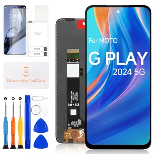 Tela LCD para Motorola Moto G Play 5G 2024 Substituição de tela LCD 16.5 cm XT2413-1 XT2413-2 XT2413 para Moto G Play 5G 2024 Display Touch Screen Digitalizador Assembléia com ferramentas de reparo