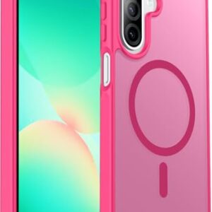 teloxy Capa magnética para celular Samsung Galaxy A26 5G, capa protetora à prova de choque, durável, fina, translúcida, fosca, antiimpressões digitais, rosa vermelha