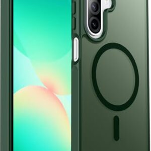 teloxy Capa magnética para celular Samsung Galaxy A26 5G, capa protetora à prova de choque, durável, fina, translúcida, fosca, antiimpressões digitais, verde