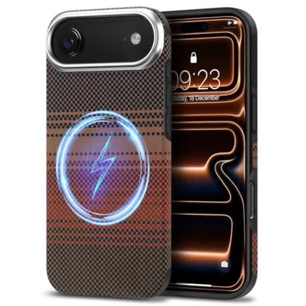 TENDLIN Capa de fibra de aramida real compatível com iPhone Air [proteção militar contra quedas] [compatível com MagSafe] Design de texturas de fibra de carbono TPU híbrida, capa fina, vermelha