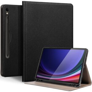 Thryxop Capa de couro genuíno para Samsung Galaxy Tab S10 Lite / S10 FE/ S9 FE/ S9 5G (10,9 polegadas/11 polegadas) com suporte para lápis | Capa protetora fina com suporte ajustável, despertar