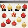 Thyle 12 peças de ímãs de decoração de porta de garagem de Natal com tema de feliz Natal adesivos de ímã de geladeira bola de Natal decalques para decoração de casa interna e externa suprimentos de