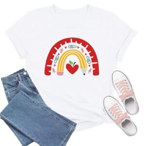 TIEEI Camiseta feminina para professores de pré-escola Helping Little Minds Grow, Branco, XGG